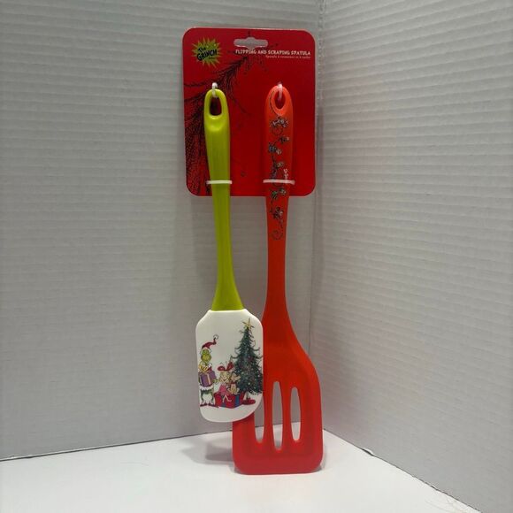 Bioworld The Grinch Flipping & Scraping Spatulas Set 2 Baking Kitchen Cooking - Picture 1 of 4